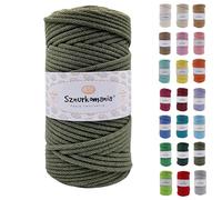 Sznurkomania, Cordon en coton tressé - 5 mm - 100 m - 46 couleurs - Cordon pour macramé, fil pour macramé, fil pour macramé, corde à macramé, kaki