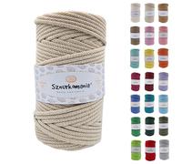 Sznurkomania - Cordon en coton tressé - 5 mm - 100 m - 46 couleurs - Pour macramé - Beige clair