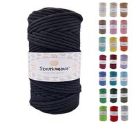 Sznurkomania - Cordon en coton tressé - 5 mm - 100 m - 46 couleurs - Pour macramé - Fil de qualité supérieure - Corde macramé - Sznurkomania (noir)