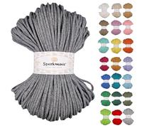 Sznurkomania - Cordon en coton tressé - 5 mm - 100 m - 46 couleurs - Pour macramé - Fil de qualité supérieure - Sznurkomania (gris foncé)