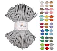 Sznurkomania - Cordon en coton tressé - 5 mm - 100 m - 46 couleurs - Pour macramé - Gris