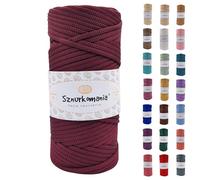 Sznurkomania Cordon en Polyester 5 mm 100 m - Plat, Brillant, pour Crochet et Macramé - Plusieurs Couleurs (Bordeaux)