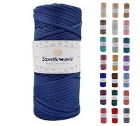 Sznurkomania Cordon en Polyester 5 mm 100 m - Plat, Brillant, pour Crochet et Macramé - Plusieurs Couleurs (Jeans)