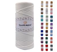 Sznurkomania, Cordon en polyester - 5 mm - 100 m - Plusieurs couleurs - Cordon plat en polyester - Cordon à crochet, 5 mm - Fil de macramé - Fil en polyester brillant - Blanc