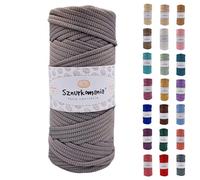 Sznurkomania Cordon en Polyester Plat - 5 mm x 100 m - Fil de Macramé Brillant - Plusieurs Couleurs (Gris)