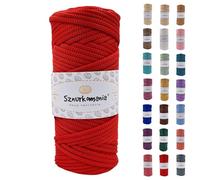 Sznurkomania - Cordon Plat en Polyester 5 mm - 100 m - Plusieurs Couleurs - Macramé - Fil Brillant - Rouge