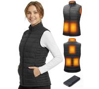 SZNX Gilet Chauffant Femme avec Batterie Incluse - Veste Chauffante Électrique 6 Zones, Gilet Chauffant Hiver Femme 3 Niveaux, Sans Manche, Veste Chauffante Extérieur Froid, Noir, XS