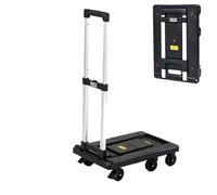 SZPLLZY Chariot de déménagement, Chariot à Plateau Pliable avec Roues pivotantes à 360° et Sac rétractable (Noir, 97 cm)