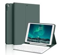 SZPSGC Étui avec clavier pour iPad 9e/8e/7e génération (10,2") - Clavier Bluetooth magnétique puissant, amovible, fin et léger avec longue durée de vie de la batterie, vert foncé