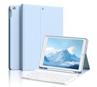 SZPSGC Étui avec clavier pour iPad 9e/8e/7e génération (10,2") - Clavier Bluetooth magnétique puissant, amovible, étui de protection fin et léger avec longue durée de vie de la batterie, bleu