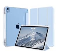 SZPSGC Étui hybride pour iPad A16 11" 2025, iPad 10e génération 10,9" 2022, avec porte-stylo, résistant aux chocs, avec coque rigide transparente à l'arrière, bleu
