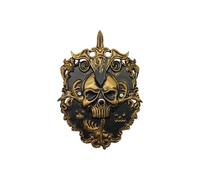 Szq733 Sonnette décorative en forme de tête de squelette pour Halloween Doré 20 x 15 x 2,5 cm