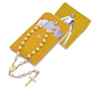 SZQCZB Chapelet catholique de 8 mm pour femme avec médaille de la Sainte Marie - Cadeaux de confirmation pour adolescente - Comprend une pochette de chapelet Sainte Marie et 18 cartes de Saint