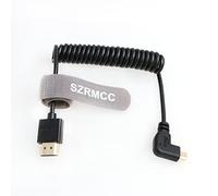 SZRMCC 8K 2.1 Micro HDMI à Angle Droit vers HDMI câble Spiralé Haute Vitesse pour Go-Pro Hero 3/4 Canon EOS M5 Sony A6000 A7III RX10 Nikon B500 Z6 Raspberry Pi 4 Atomos Ninja 2 Monitor