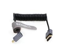 SZRMCC 8K 2.1 Micro HDMI à Angle Gauche vers HDMI câble Tressé Spiralé Haute Vitesse pour Go-Pro Hero 3/4 Canon EOS M5 Sony A6000 A7III RX10 Nikon B500 Z6 Raspberry Pi 4 Atomos Ninja 2 Monitor