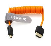 SZRMCC 8K 2.1 Micro HDMI vers HDMI Câble Tressé Spiralé Haute Vitesse pour Go-Pro Hero 3/4 Canon EOS M5 Sony A6000 A7III RX10 Nikon B500 Z6 Raspberry Pi 4 Atomos Ninja 2 Monitor