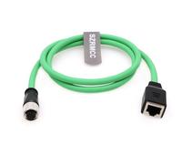 SZRMCC Câble EtherCAT M12 D-Code 4 Broches mâle vers RJ45 Femelle - Câble réseau blindé étanche Cat6 pour capteur de caméra Industrielle - Vert (4 Broches Femelle, 1 m)