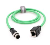 SZRMCC Câble EtherCAT M12 D-Code 4 Broches mâle vers RJ45 Femelle - Câble réseau blindé étanche Cat6 pour capteur de caméra Industrielle - Vert (4 Broches mâle, 1 m)