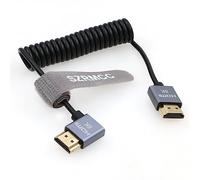 SZRMCC Câble HDMI 8K 2.1 HDMI vers HDMI spiralé ultra haut débit pour Z Cam E2 Portkeys BM5 Atomos Shinobi Ninjav V Monitor Sony Canon Camera (HDMI HDMI à angle gauche, gris)