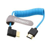 SZRMCC Câble Spiralé 8K 2.1 HDMI vers HDMI Coudé Gauche Ultra Haute Vitesse pour Z Cam E2 S-ony FX6 FX9 Canon EOS C70 C300 Portkeys BM5 Atomos Ninjav V Shogun Moniteur