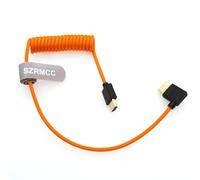 SZRMCC Câble Spiralé 8K 2.1 HDMI vers HDMI Coudé Gauche Ultra Haute Vitesse pour Z Cam E2 S-ony FX6 FX9 Canon EOS C70 C300 Portkeys BM5 Atomos Ninjav V Shogun Moniteur