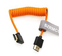 SZRMCC Câble Spiralé 8K 2.1 HDMI vers HDMI Coudé Gauche Ultra Haute Vitesse pour Z Cam E2 S-ony FX6 FX9 Canon EOS C70 C300 Portkeys BM5 Atomos Ninjav V Shogun Moniteur