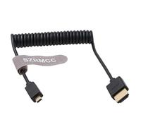 SZRMCC Câble spiralé micro HDMI à angle droit vers HDMI Full HDMI haute vitesse pour caméscopes Canon Sony DSLR Caméscopes Appareil photo Moniteur ATOMOS (câble spiralé droit)