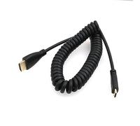 SZRMCC Câble spiralé Mini HDMI vers HDMI Full HDMI coudé vers la Gauche pour Appareil Photo Reflex numérique Canon, Sony, Moniteur ATOMOS (Mini HDMI-HDMI)