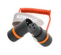 SZRMCC Câble spiralé XLR à 3 broches mâle vers femelle à angle droit pour appareils audio 633/688/302/552 mixeur/enregistreur, Zaxcom, Zoom F6, Sony PXW-FX9 (rouge)