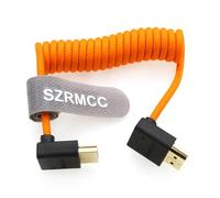 SZRMCC Câble Tressé Spiralé 8K 2.1 HDMI vers HDMI vers le haut angle ultra haut débit pour Z Cam E2 Sony FX6 FX9 Canon EOS C70 C300 Portkeys BM5 Atomos Ninjav V Shogun Moniteur