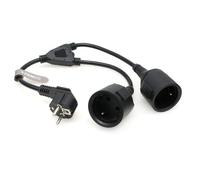 SZRMCC EU Europe Schuko UPS PDU Y Splitter Cordon d'alimentation coudé CEE7/7 Prise Schuko européenne vers Prise européenne Femelle câble d'extension 16 A 250 V (2 x Femelles)