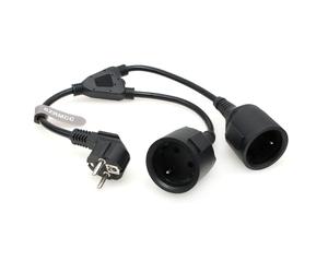 SZRMCC EU Europe Schuko UPS PDU Y Splitter Cordon d'alimentation coudé CEE7/7 Prise Schuko européenne vers Prise européenne Femelle câble d'extension 16 A 250 V (2 x Femelles)