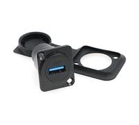 SZRMCC Lot de 2 connecteurs USB 3.0 à montage sur panneau - Prise femelle étanche - Coupleur de câble rond - Adaptateur d'extension avec bouchon anti-poussière