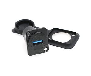 SZRMCC Lot de 2 connecteurs USB 3.0 à montage sur panneau - Prise femelle étanche - Coupleur de câble rond - Adaptateur d'extension avec bouchon anti-poussière