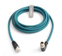 SZRMCC M12 8 Pin X-Coded Angle Droit Mâle vers RJ45 Câble Ethernet Cat7e Gigabit Blindé Câble réseau étanche pour Basler GigE Cognex in-Sight Caméra Industrielle Capteurs de Vision (Bleu,1M)