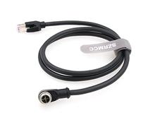 SZRMCC M12 8 Pin X-Coded Angle Droit Mâle vers RJ45 Câble Ethernet Cat7e Gigabit Blindé Câble réseau étanche pour Basler GigE Cognex in-Sight Caméra Industrielle Capteurs de Vision (Noir,5M)