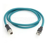 SZRMCC M12 8 Pin X-Coded Mâle vers RJ45 Câble Ethernet Cat7e Gigabit Blindé Câble réseau étanche pour Basler GigE Cognex in-Sight Caméra Industrielle Capteurs de Vision (Bleu,1M)