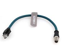 SZRMCC M12 8 Pin X-Coded Mâle vers RJ45 Câble Ethernet Cat7e Gigabit Blindé Câble réseau étanche pour Basler GigE Cognex in-Sight Caméra Industrielle Capteurs de Vision (Bleu,30CM)