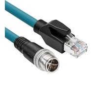 SZRMCC M12 8 Pin X-Coded Mâle vers RJ45 Câble Ethernet Cat7e Gigabit Blindé Câble réseau étanche pour Basler GigE Cognex in-Sight Caméra Industrielle Capteurs de Vision (Bleu,50M)