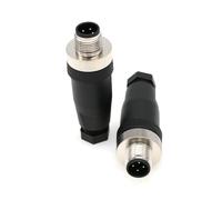 SZRMCC M12 Connecteur de fil mâle femelle à 4 broches M12 A Assemblage de champ de code filaire 12 mm Connecteur aéronautique industriel étanche Prise 250 V 4 A (mâle, 4 broches droites 2 pièces)