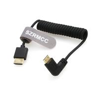 SZRMCC Mini HDMI Angle Gauche vers Mini HDMI 8K 2.1 Câble Spiralé Tressé Ultra Haut Débit pour Sony CX7, A7 II, A7S II, Canon EOS 70D/80D, Nikon D500, D7500, Z6/Z7, Panasonic Lumix Fuji Caméra