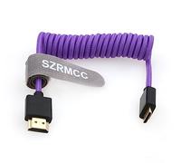 SZRMCC Mini HDMI vers Mini HDMI 8K 2.1 Câble Spiralé Tressé Ultra Haut Débit pour Sony CX7, A7 II, A7S II, Canon EOS 70D/80D, Nikon D500, D7500, Z6/Z7, Panasonic Lumix Fuji Caméra