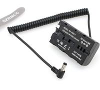 SZRMCC NP F970 F550 Batterie Dummy avec entrée et Sortie 7,4 V 3 A à 5,5 x 2,1 mm DC Barrel Câble d'alimentation en Spirale pour Moniteur Atomos Shogun Ninja Inferno SmallHD