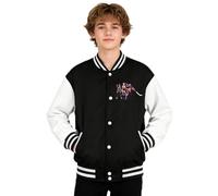 SZRXKJ Chasse aux sorcières pour enfants Style Varsity Printemps Automne Court Coloré Alphabet Impression Demon Baseball Costume Veste, Noir , 150