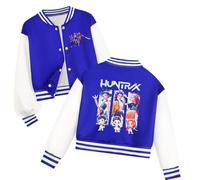 SZRXKJ Chasse aux sorcières pour enfants Style Varsity Printemps Automne Court Coloré Alphabet Impression Demon Baseball Costume Veste, bleu, 110