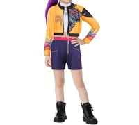 SZRXKJ Costume de cosplay anime pour fille Violet/orange/noir avec jupe crop top et chaussettes hautes (jaune, 100)