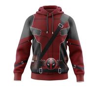 SZRXKJ Costume de cosplay unisexe Deadpool rouge et noir avec ceinture - Sweat à capuche, rouge, 3XL