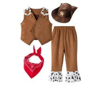 SZRXKJ Ensemble de vêtements, mode décontractée, pour enfant, avec accessoires, pour festival, jeu de rôle (marron, 1-4 pièces, 2-3 ans)