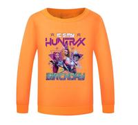 SZRXKJ Pull à capuche unisexe Huntrix à manches longues avec poche kangourou motif typographique Demon Hunters, Orange, 150