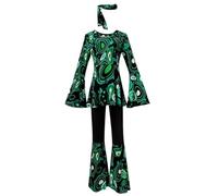 SZRXKJ Robe de danse pour femme avec pantalon évasé - Motif psychédélique - Multicolore - Costume disco rétro des années 70 (vert foncé, taille M)